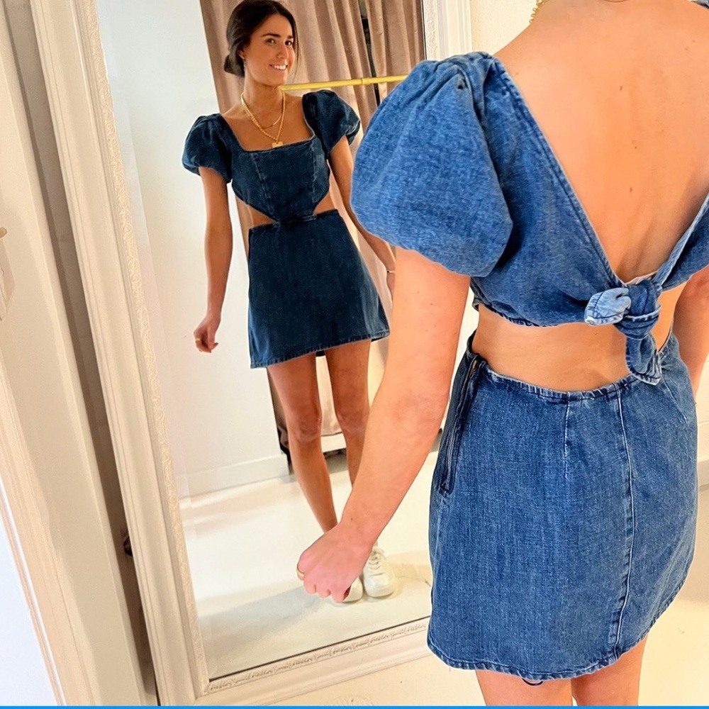 Show Me Your Mumu denim cutout mini dress. Worn once! Perfect condition